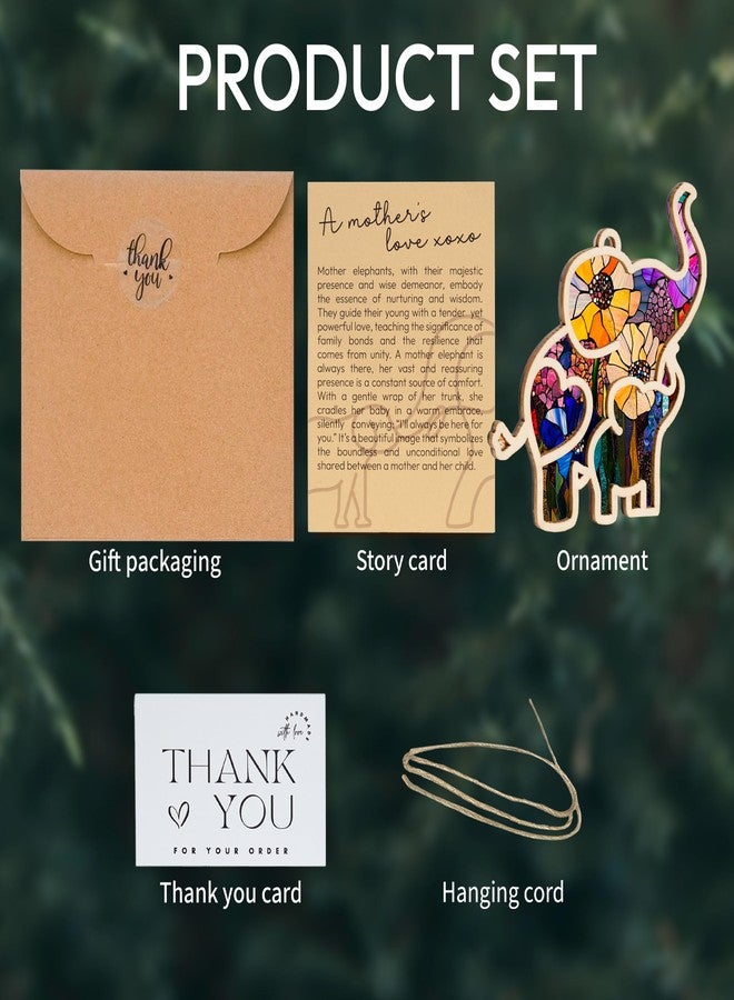 Sensemory Motherhood Elephant Ornament with Card for Christmas Tree, Mother's Day, for Mom, Newmom, Suncatcher Elephant Gifts for Women - Image 3